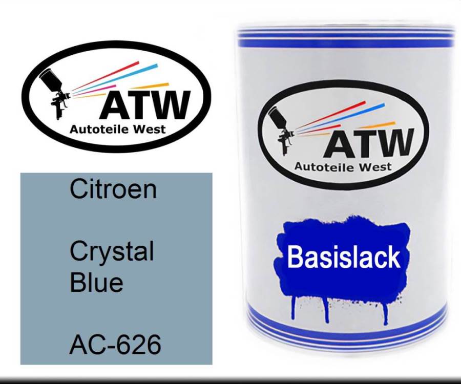 Citroen, Crystal Blue, AC-626: 500ml Lackdose, von ATW Autoteile West.